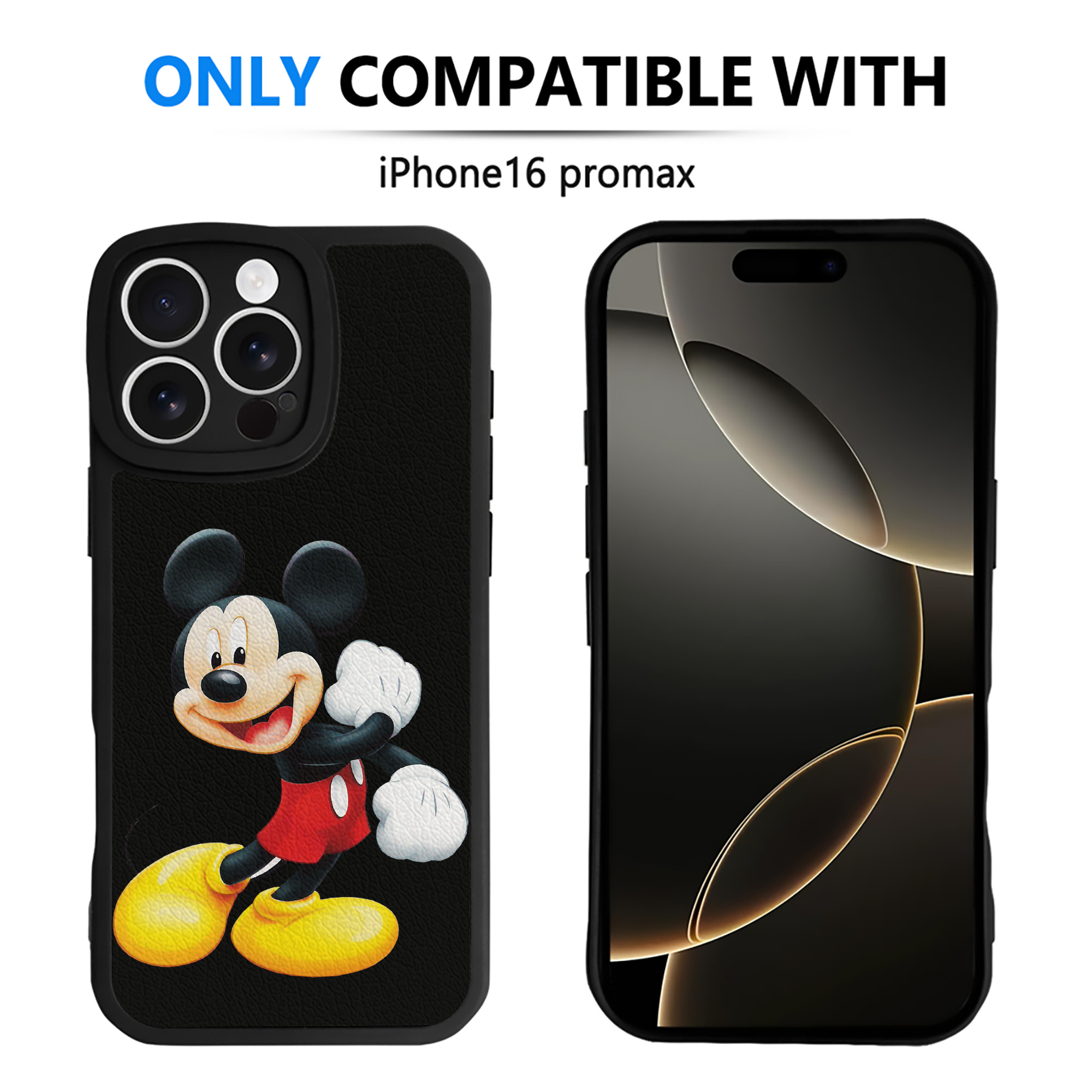 （画像用） ミッキーマウス Mickey Mouse 【iPhone 16シリーズ対応】シリコンスマホケース（レザー調） 材質：シリコン